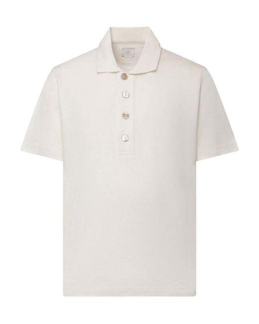 Eleventy White Cotton Polo for men