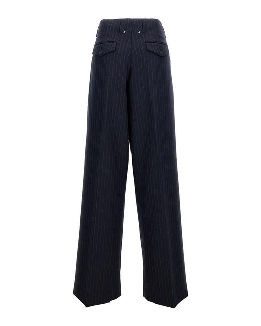Golden Goose Deluxe Brand Blue Cropped Trousers With Pinstripe Pattern