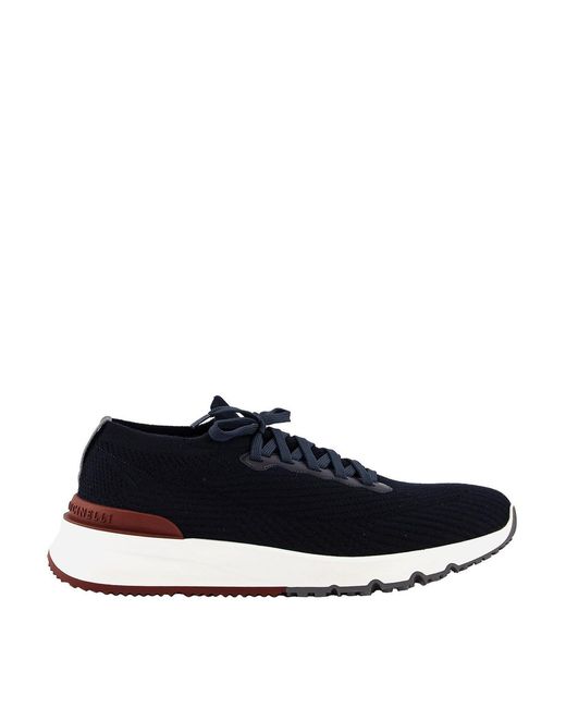 Brunello Cucinelli Blue Cotton Sneakers for men