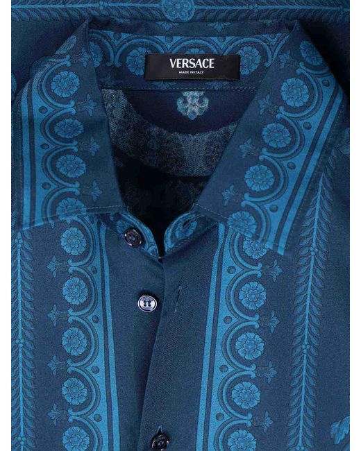 Versace Blue Silk Shirt for men