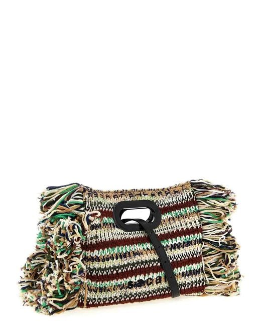 Sacai Black Small Fringe Shopping Bag