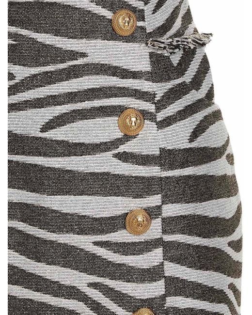 Balmain Gray Lurex Zebra Skirt