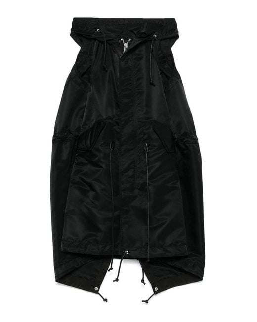 Sacai Black Nylon Twill Hoodie Vest