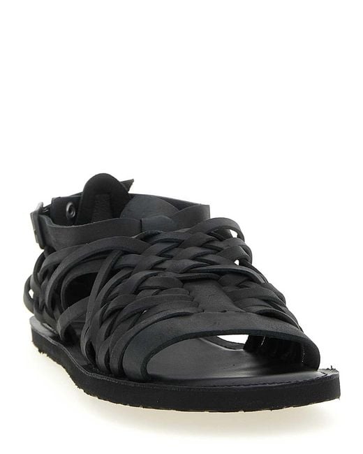 Yohji Yamamoto Black Braided Leather Sandals for men