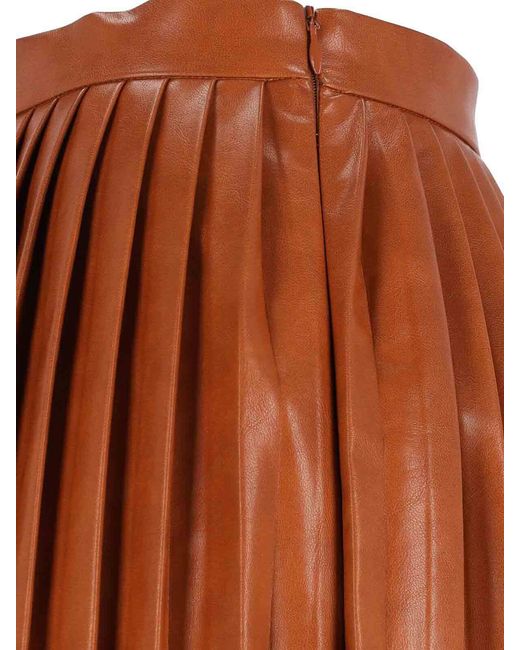 MM6 by Maison Margiela Brown Pleated Midi Skirt