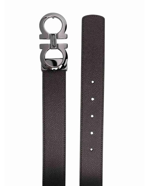 Ferragamo White Gancini Reversible Leather Belt for men
