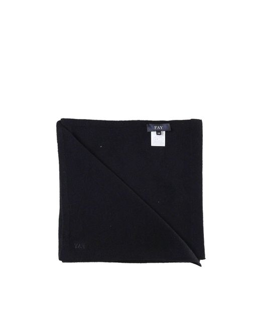 Fay Black Scarf In Cashmere With Little Logo Sign