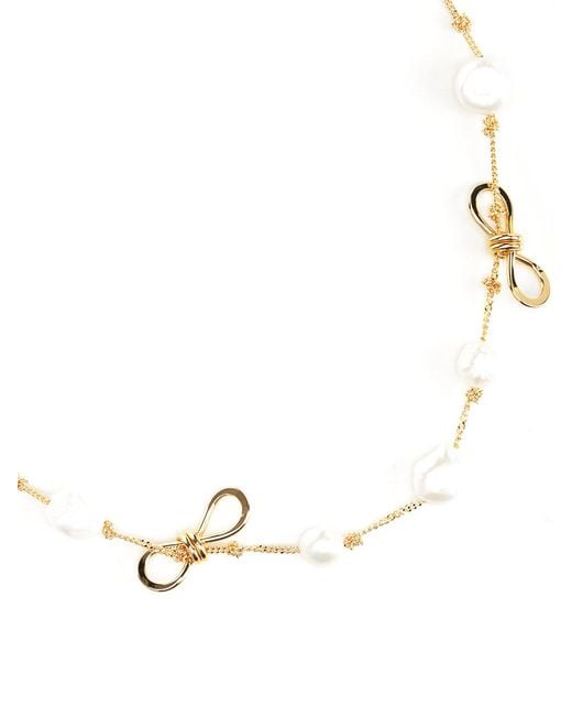 Marni Natural Necklace With Knots And Pearls