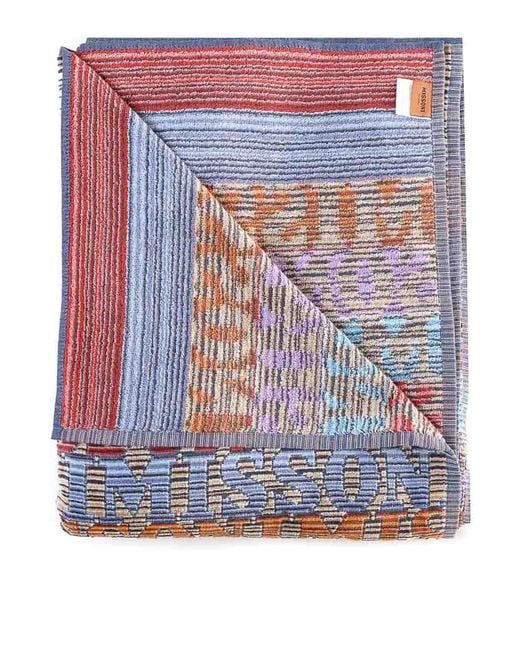 Missoni Blue Blake Logo Lettering Big Towel