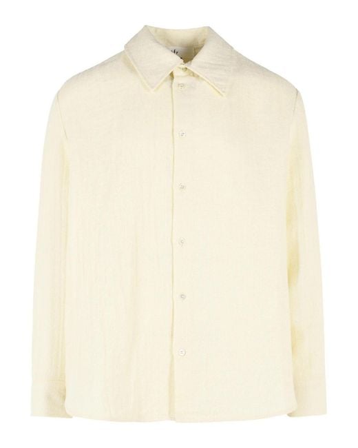 Séfr Natural Wes Ecru Cotton And Linen Shirt for men