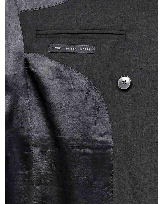 Low Brand Black Tropical Virgin Wool Double-Breasted Blazer for men