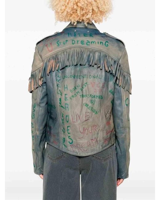 Golden Goose Deluxe Brand Blue 'Journey' Full Zip Jacket 'Olimpia' Lettering