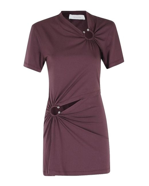Rabanne Purple Short Dress With Cut-Out