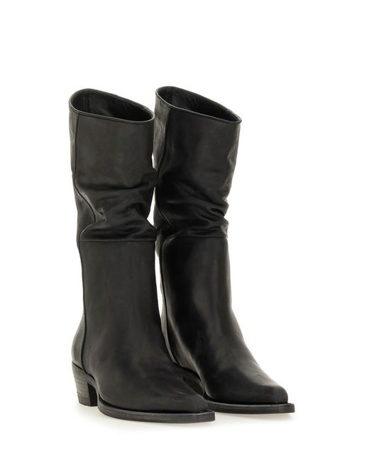 Khaite Black Clive Leather Boots