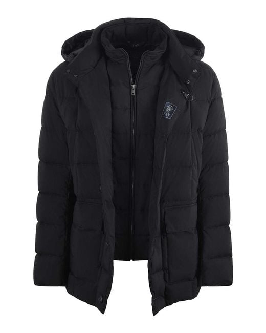 Fay Black Quilted Nylon Down Jacket for men
