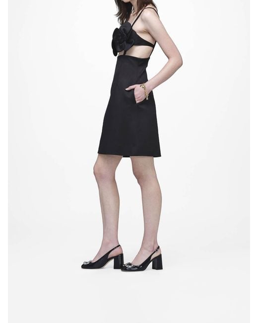 Marc Jacobs Black Satin Daisy Applique Dress