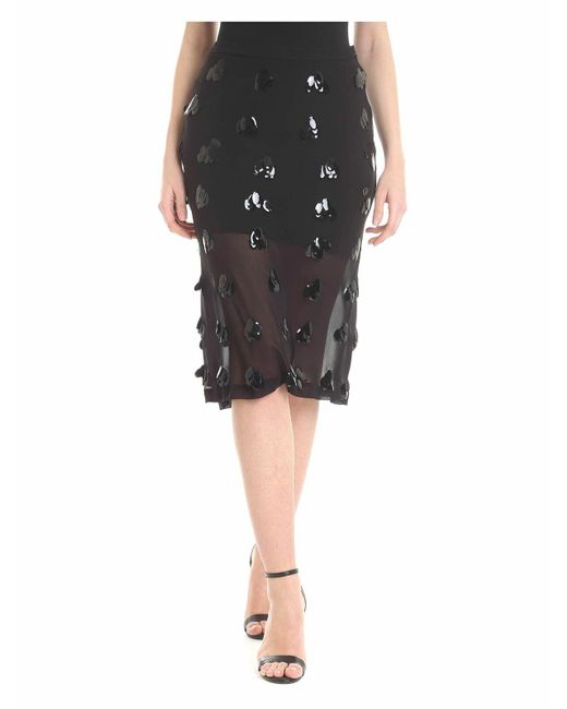 McQ Alexander McQueen Black Semitransparent Decorated Skirtin