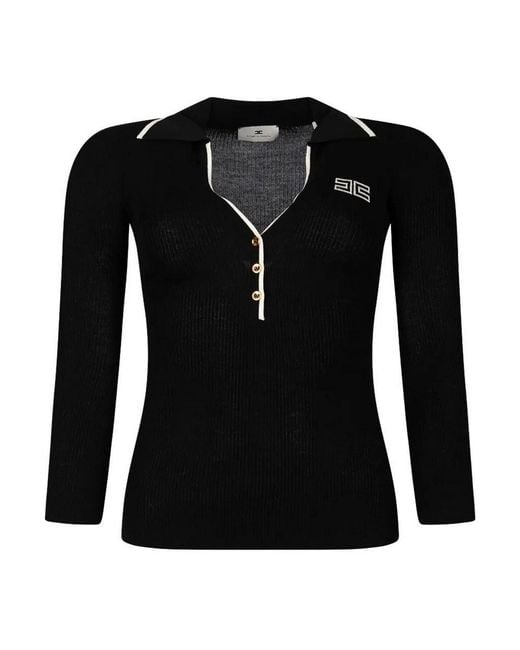 Elisabetta Franchi Black Maglia Tricot Nero/Burro