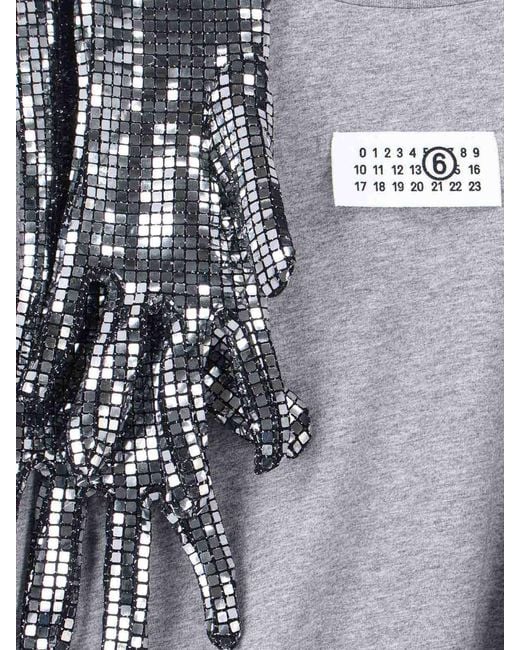 MM6 by Maison Margiela Gray Round Neck T-Shirt Gloves