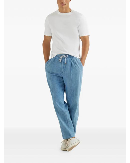 Brunello Cucinelli Blue Pants for men