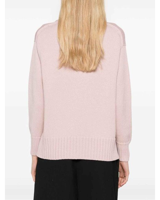 Drumohr Pink Long Sleeve Oversize V-Neck Sweater
