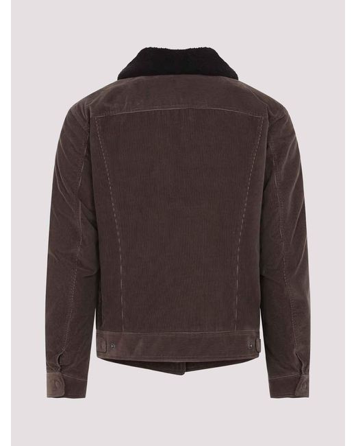 Tom Ford Black 900 Wale Cord Sherling Collar Trucker for men