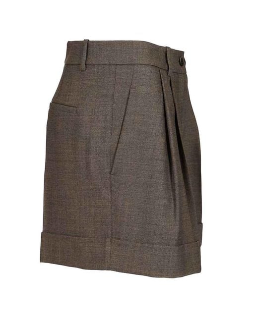 P.A.R.O.S.H. Gray Wool Blend Pleated Shorts