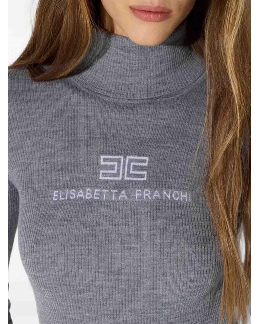 Elisabetta Franchi Blue Melange/Ivory Tricot Sweater