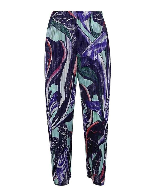Pleats Please Issey Miyake Blue Pleats Please Issey Miyake Tardivo Cropped Pleated Trousers