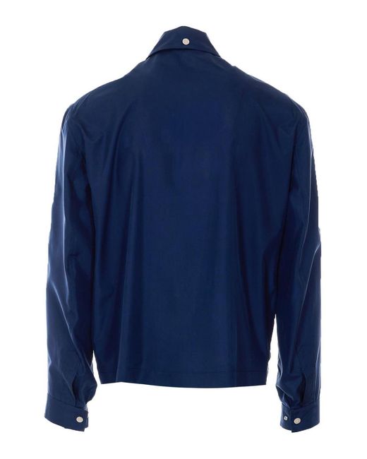 Brunello Cucinelli Blue Jacket With Frontal Zip Closure for men