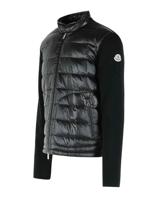 Moncler Black Padded Wool Cardigan With Zip for men