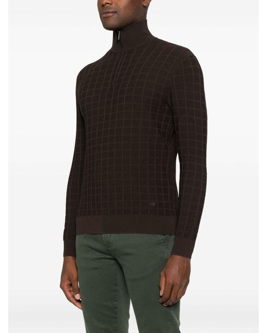 Emporio Armani Brown High Neck Pullover for men