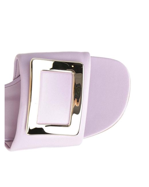 Roger Vivier Pink Belle Vivier Leather Mules