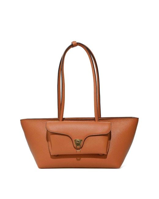 Coccinelle White Double Beat Medium Crab Leather Bag