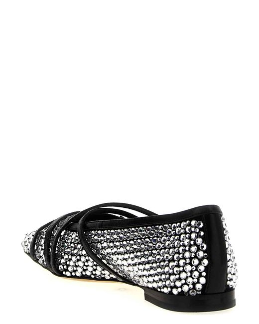 Mach & Mach Black Crystal Net Ballet Flats