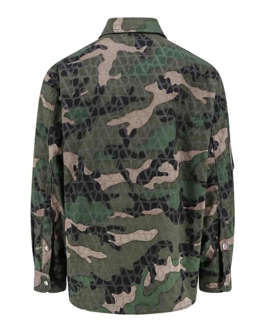 Valentino Gray Cotton Jacket With Camouflage Motif for men