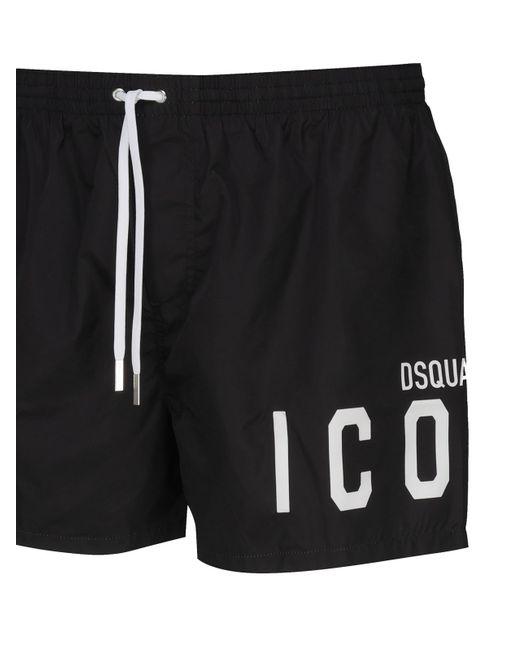 DSquared² Black Icon Swimsuit In Nylon for men