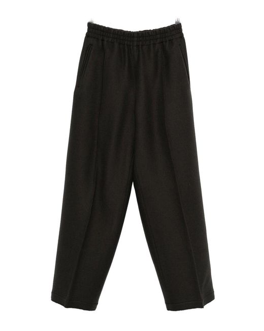 AMI Black Wool Wide-Leg Trousers