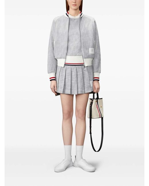 Thom Browne Gray Pleated Tweed Skirt