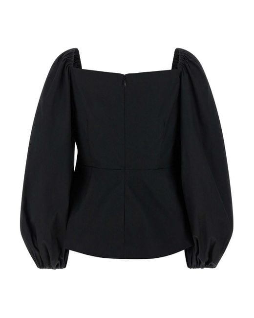 Carolina Herrera Black Puff' Sleeve Top