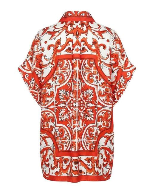 Dolce & Gabbana Red Maiolica-Print Shirt