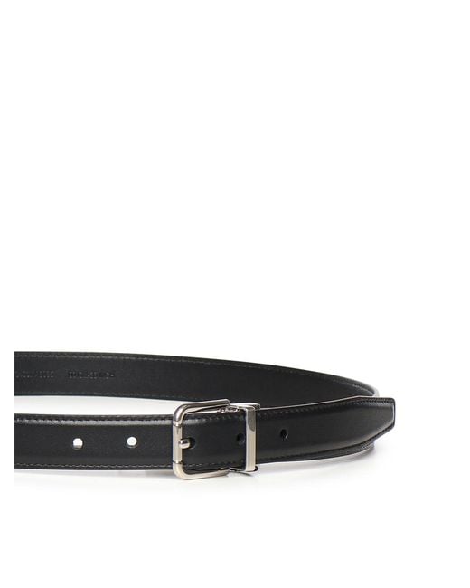 Dolce & Gabbana White Leather Belt for men