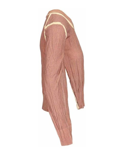 Acne Pink Crumpled V-Neck Sweater