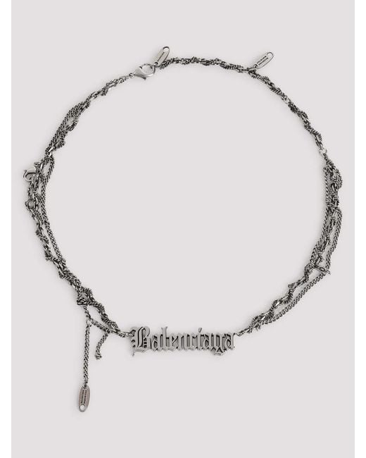 Balenciaga Metallic Typo Destroyed Necklace for men