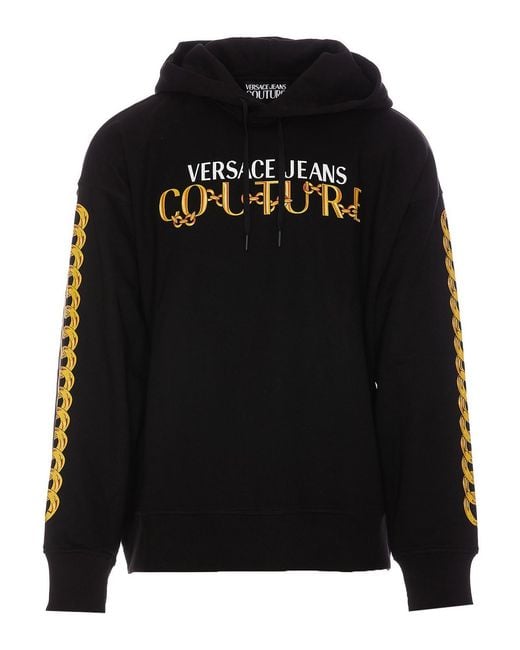 Versace Jeans Couture Black Chain Logo Hoodie for men