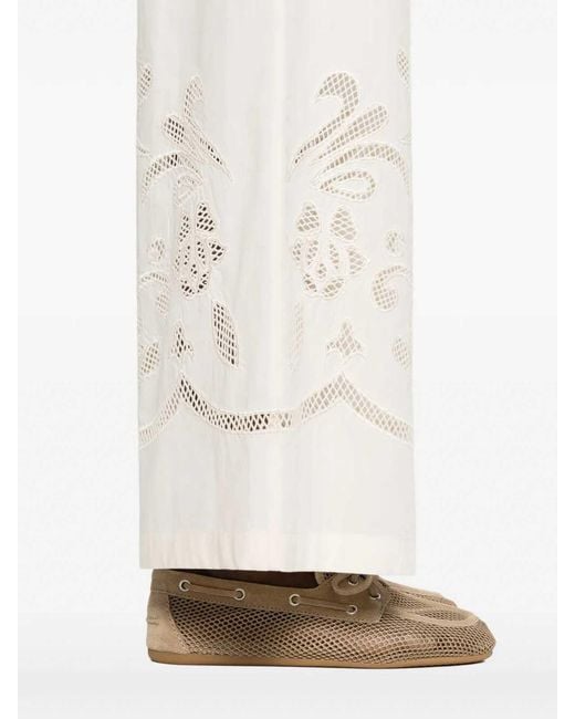 Forte_forte White Lunamaris Embroidery Co Popline Cropped Pants