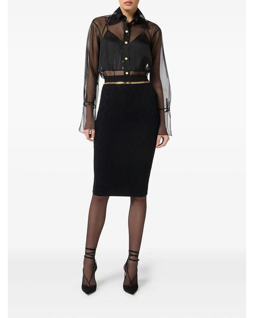 Elisabetta Franchi Gray Button Blouse