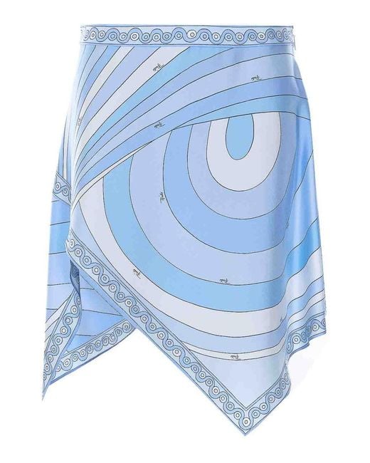Emilio Pucci Blue Light Print Foulard Skirt