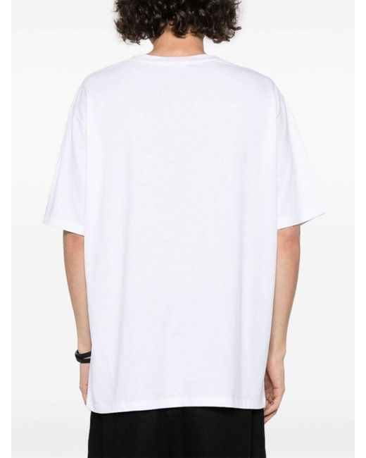 Balmain White Logo Print Crew Neck T-shirt for men