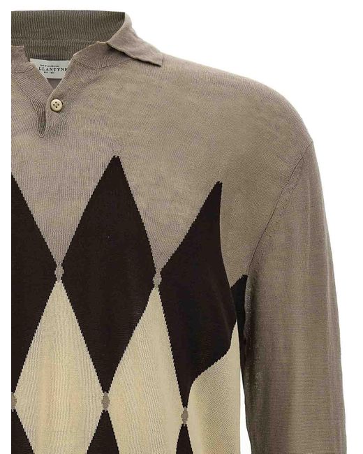 Ballantyne Gray Argyle Polo Shirt for men